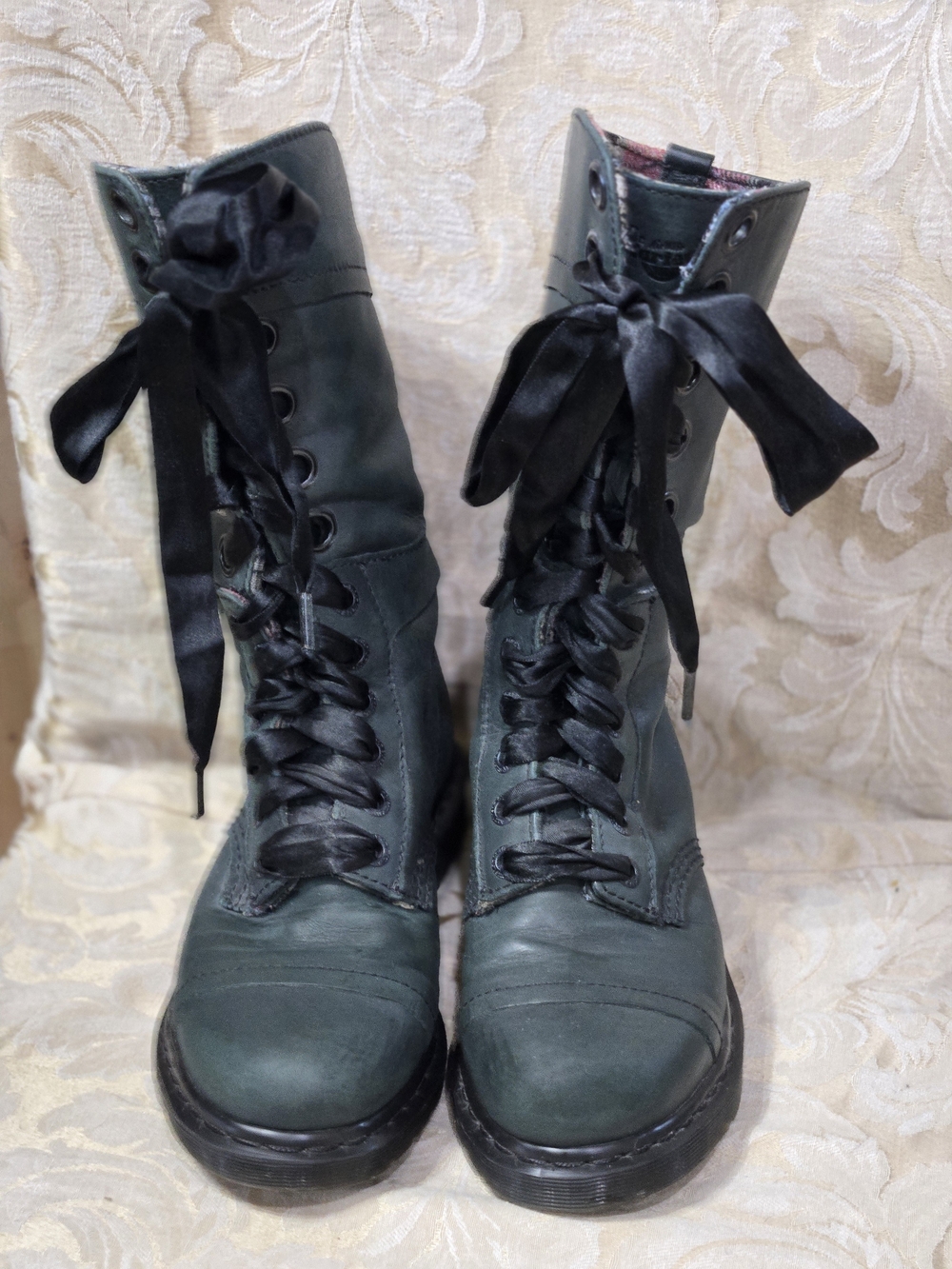 Dr. Martens Triumph 1914 Plaid Combat Boots with Satin Laces